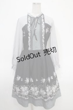 画像1: axes femme / ローズブーケ柄ワンピース M 黒 Y-25-05-05-050-AX-OP-SZ-ZI