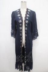 axes femme / ローズスカラップ刺繍ロングカーディカン M 紺 Y-25-05-05-064-AX-TO-SZ-ZY