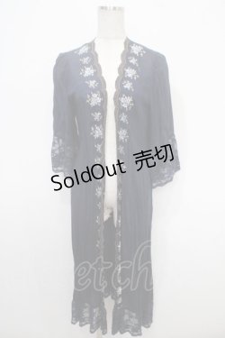 画像1: axes femme / ローズスカラップ刺繍ロングカーディカン M 紺 Y-25-05-05-064-AX-TO-SZ-ZY