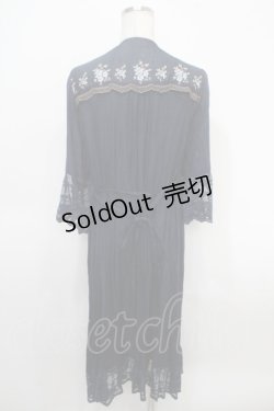 画像2: axes femme / ローズスカラップ刺繍ロングカーディカン M 紺 Y-25-05-05-064-AX-TO-SZ-ZY