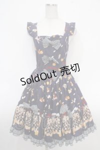 metamorphose / Nostalgic chessboardハイウエストジャンパースカート  紺 Y-25-05-05-083-ME-OP-SZ-ZY