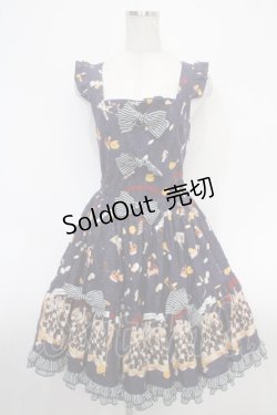 画像1: metamorphose / Nostalgic chessboardハイウエストジャンパースカート  紺 Y-25-05-05-083-ME-OP-SZ-ZY