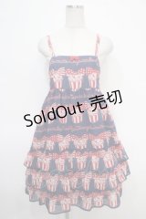 Emily Temple cute / cup cakeロゴキャミソールワンピース  紺 Y-25-05-05-097-ET-OP-SZ-ZY