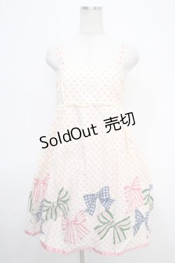 画像1: Emily Temple cute / 水玉＆リボンプリントノースリーブワンピース  ピンク Y-25-05-05-098-ET-OP-SZ-ZY