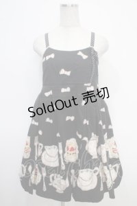 Emily Temple cute / ティーカップブローチ付ノースリーブワンピース  クロ Y-25-05-05-103-ET-OP-SZ-ZY