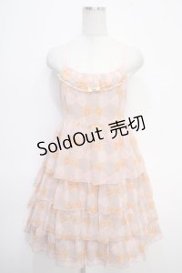 Emily Temple cute / フィフィリボンプリントキャミソールワンピース  ピンク Y-25-05-05-104-ET-OP-SZ-ZY