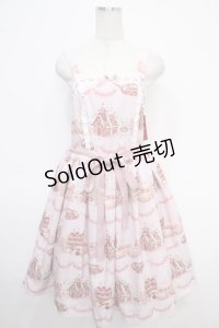 axes femme kawaii / お菓子の家柄ジャンスカ M ピンク Y-25-05-05-105-AX-OP-SZ-ZY