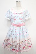 axes femme kawaii / mikko illustration × axes femme KAWAII ダイナーカフェワンピース M サックス Y-25-05-05-111-AX-OP-SZ-ZY