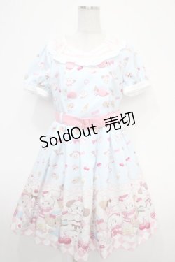 画像1: axes femme Kawaii / mikko illustration × axes femme Kawaii ダイナーカフェワンピース M サックス Y-25-05-05-111-AX-OP-SZ-ZT065