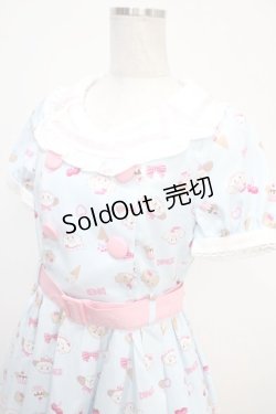 画像3: axes femme Kawaii / mikko illustration × axes femme Kawaii ダイナーカフェワンピース M サックス Y-25-05-05-111-AX-OP-SZ-ZT065