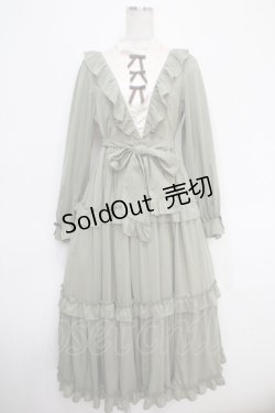 画像1: axes femme kawaii / クラシカルフリルロングワンピ  グリーン Y-25-05-05-112-AX-OP-SZ-ZY