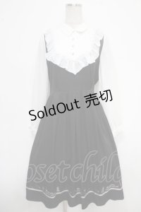axes femme / キャット刺繍ドッキングワンピース F 黒 Y-25-05-05-113-AX-OP-SZ-ZY