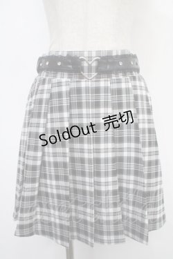 画像1: Ank Rouge / ハートベルトプリーツスカート M チェック Y-25-05-05-124-CA-SK-SZ-ZY
