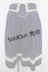 axes femme / パールデザインスカート  紺 Y-25-05-05-126-AX-SK-SZ-ZY