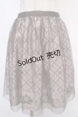 画像1: axes femme POETIQUE / チュール重ねねこ柄スカート ピンク  Y-25-05-05-132-AX-SK-SZ-ZT184