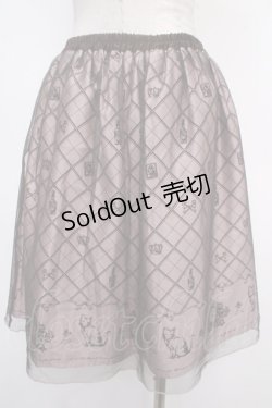 画像2: axes femme POETIQUE / チュール重ねねこ柄スカート ピンク  Y-25-05-05-132-AX-SK-SZ-ZT184