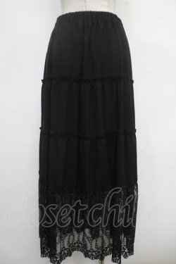 画像2: axes femme / 裾レースティアードスカート M 黒 Y-25-05-05-133-AX-SK-SZ-ZY
