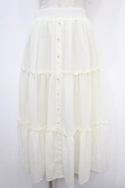 画像1: Ank Rouge / ティアードシフォンマキシスカート M オフホワイト Y-25-05-05-135-CA-SK-SZ-ZY
