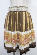 axes femme / ラメ入りパネル花柄スカート  ブラウン Y-25-05-05-138-AX-SK-SZ-ZY