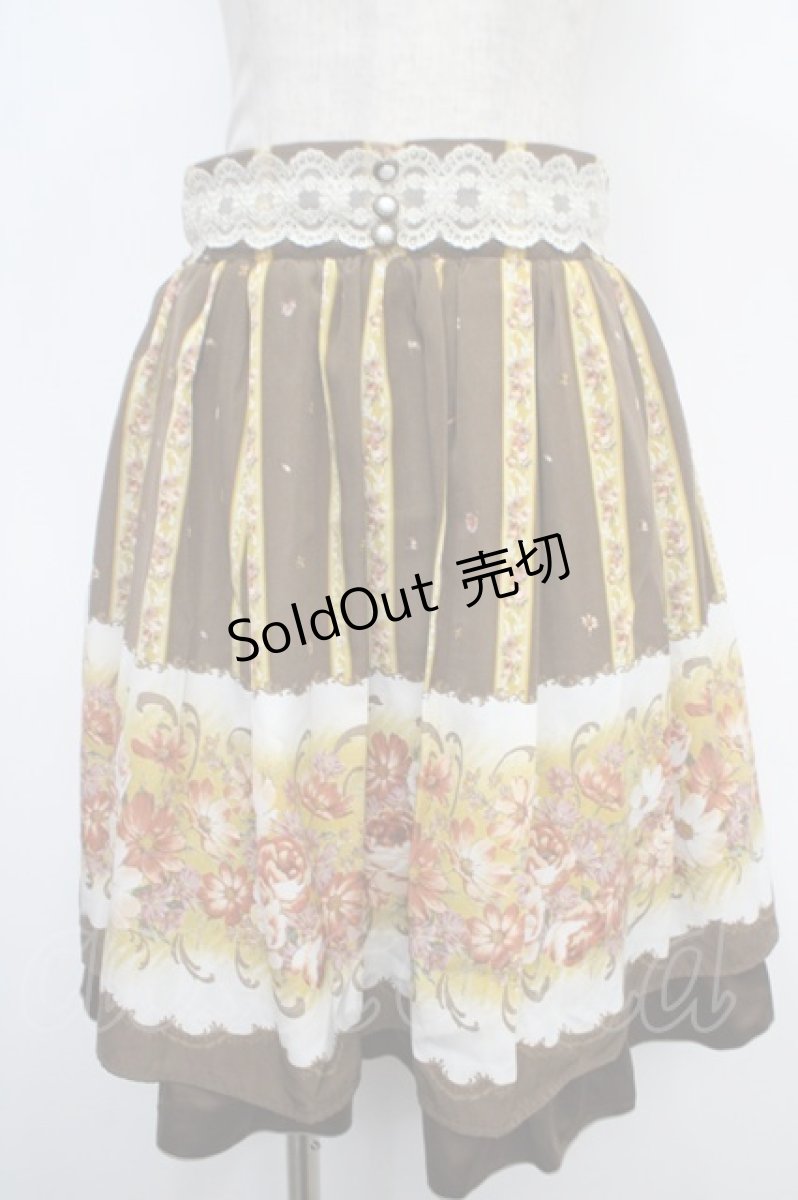 画像1: 【SALE】axes femme / ラメ入りパネル花柄スカート  ブラウン Y-25-05-05-138-AX-SK-SZ-ZT184 (1)