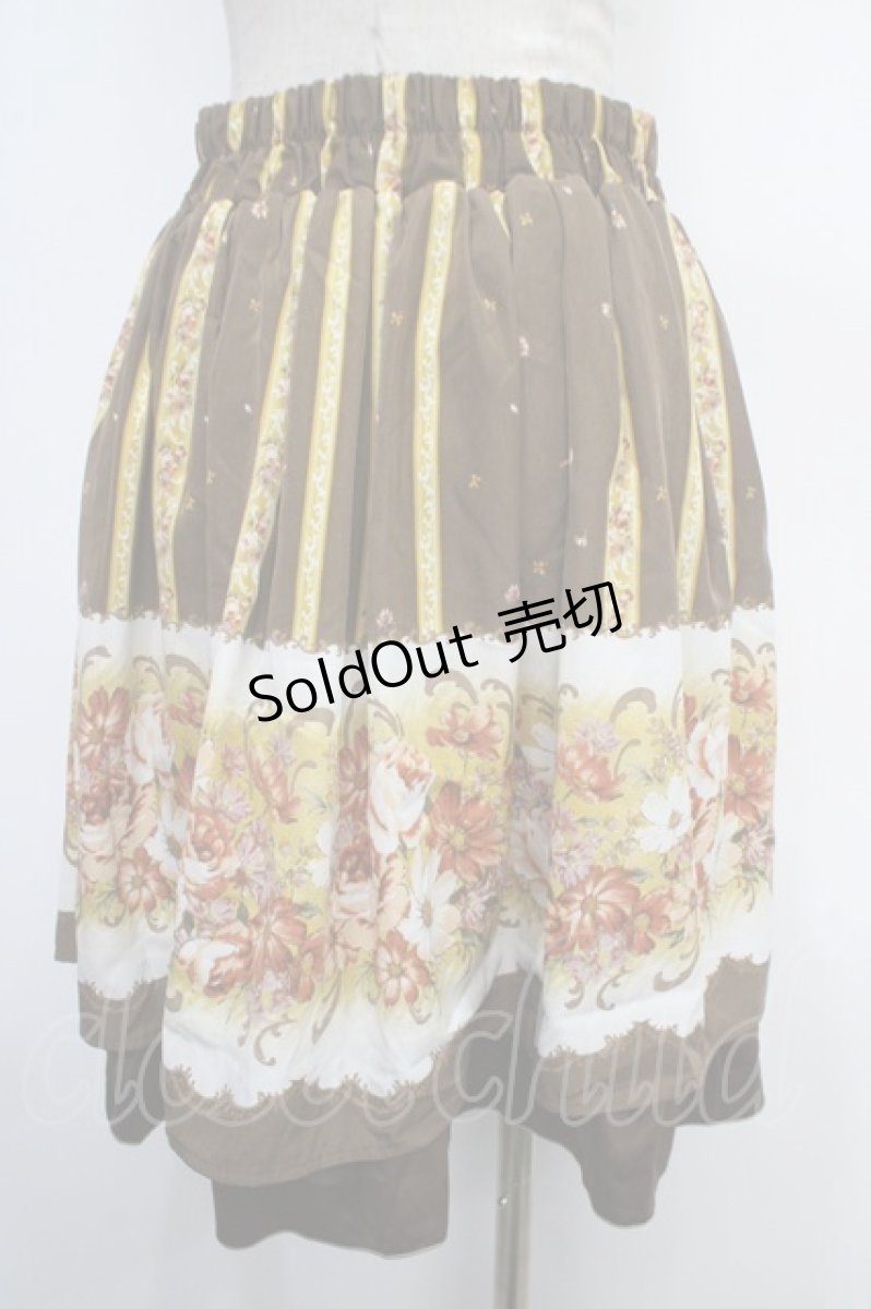 画像2: 【SALE】axes femme / ラメ入りパネル花柄スカート  ブラウン Y-25-05-05-138-AX-SK-SZ-ZT184 (2)