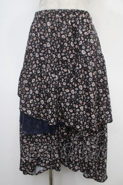 画像1: axes femme POETIQUE / フラワーランダムフリルスカート M 黒 Y-25-05-05-146-AX-SK-SZ-ZY