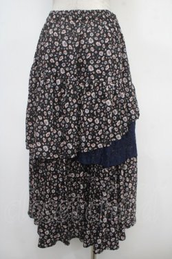 画像2: axes femme POETIQUE / フラワーランダムフリルスカート M 黒 Y-25-05-05-146-AX-SK-SZ-ZY