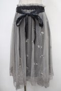 axes femme / 小花刺繍イレヘムスカート M 紺 Y-25-05-05-147-AX-SK-SZ-ZY