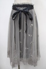 axes femme / 小花刺繍イレヘムスカート M 紺 Y-25-05-05-147-AX-SK-SZ-ZY