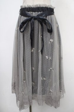 画像1: axes femme / 小花刺繍イレヘムスカート M 紺 Y-25-05-05-147-AX-SK-SZ-ZY