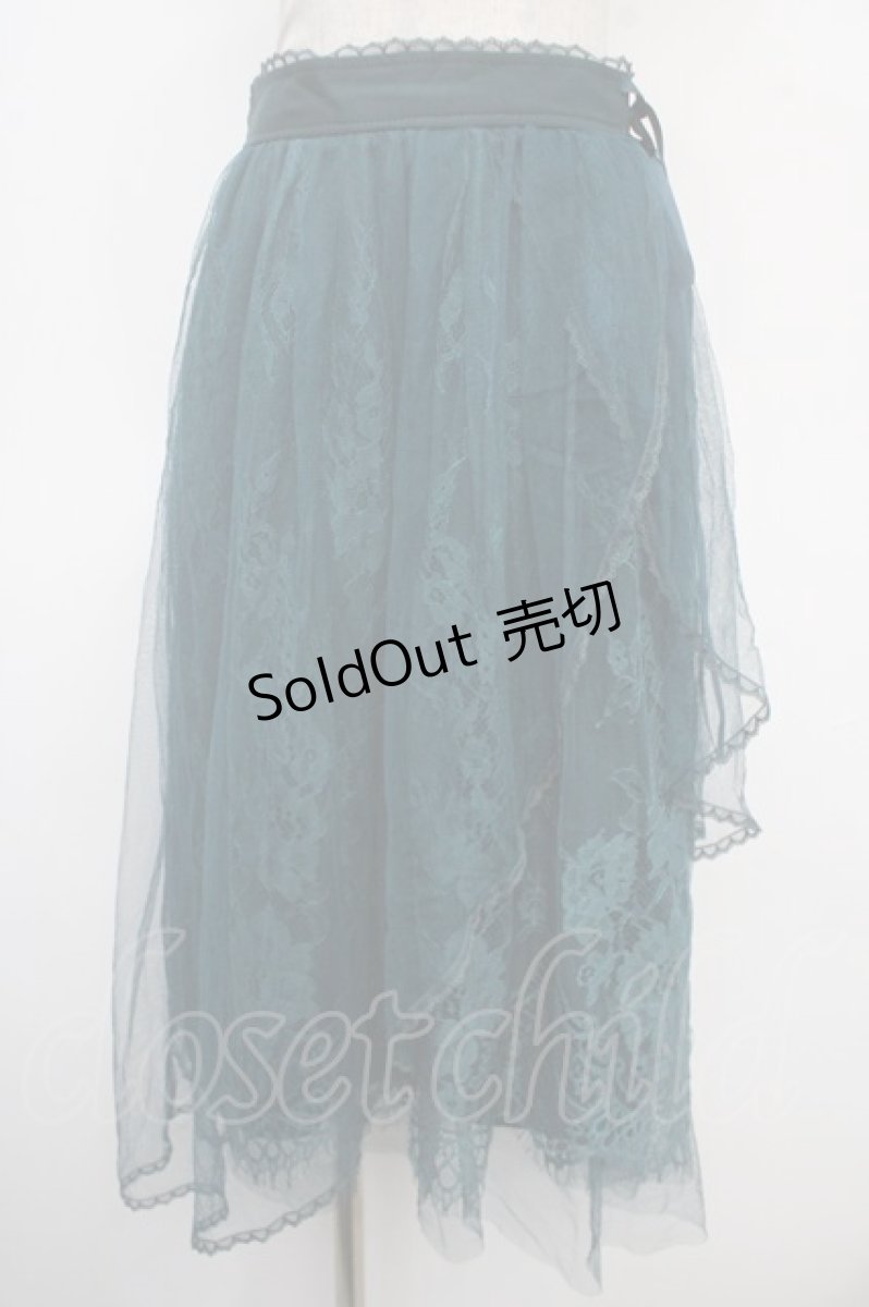 画像1: 【SALE】axes femme POETIQUE / レースｘチュールイレヘムスカート M グリーン Y-25-05-05-149-AX-SK-SZ-ZH (1)