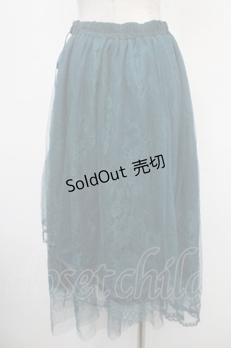 画像2: 【SALE】axes femme POETIQUE / レースｘチュールイレヘムスカート M グリーン Y-25-05-05-149-AX-SK-SZ-ZH (2)