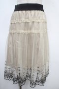 axes femme / 刺繍入りチュール使いスカート M グレー Y-25-05-05-151-AX-SK-SZ-ZY