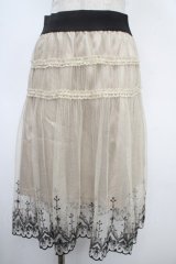 axes femme / 刺繍入りチュール使いスカート M グレー Y-25-05-05-151-AX-SK-SZ-ZY