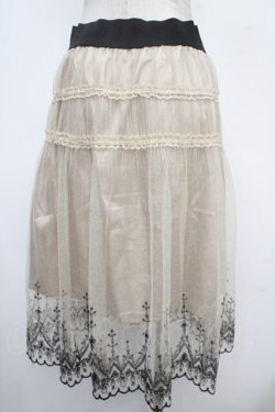 画像2: axes femme / 刺繍入りチュール使いスカート M グレー Y-25-05-05-151-AX-SK-SZ-ZY