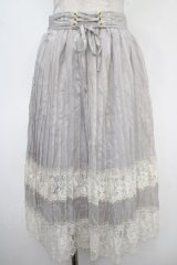 axes femme / レース切替ストライプスカート M グレー Y-25-05-05-152-AX-SK-SZ-ZY