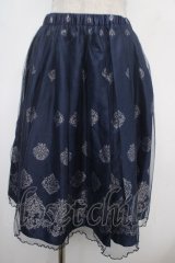 axes femme / オーナメント柄チュールスカート M 紺 Y-25-05-05-155-AX-SK-SZ-ZY