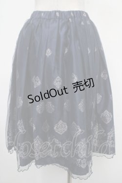 画像2: axes femme / オーナメント柄チュールスカート M 紺 Y-25-05-05-155-AX-SK-SZ-ZY