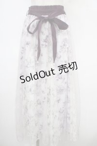 axes femme / 薔薇柄チュール×レース重ねスカート  ラベンダー Y-25-05-05-157-AX-SK-SZ-ZY
