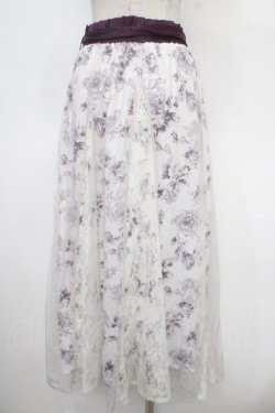 画像2: axes femme / 薔薇柄チュール×レース重ねスカート  ラベンダー Y-25-05-05-157-AX-SK-SZ-ZY