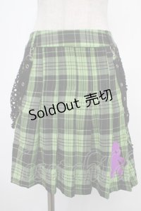 ACDC　RAG / ビビットグルーミーチェックスカート  グリーン Y-25-05-05-159-PU-SK-SZ-ZY