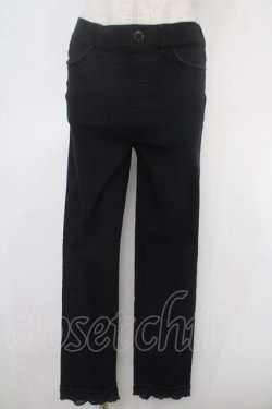 画像1: axes femme / 裾レースストレッチパンツ  黒 Y-25-05-05-160-AX-PA-SZ-ZY