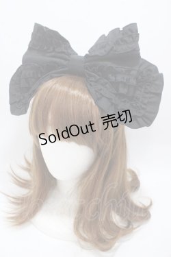 画像1: Angelic Pretty / ロゴ刺繍フリルリボンカチューシャ  黒 Y-25-05-05-013-AP-AC-SZ-ZY