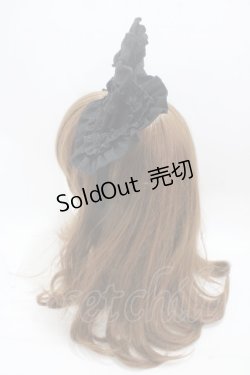 画像2: Angelic Pretty / ロゴ刺繍フリルリボンカチューシャ  黒 Y-25-05-05-013-AP-AC-SZ-ZY