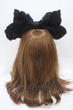 画像3: Angelic Pretty / ロゴ刺繍フリルリボンカチューシャ  黒 Y-25-05-05-013-AP-AC-SZ-ZY