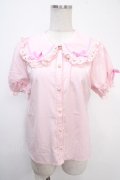 axes femme kawaii / 梯子レース半袖ブラウス  ピンク Y-25-05-05-020-AX-BL-SZ-ZY