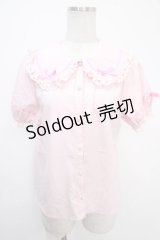 axes femme kawaii / 梯子レース半袖ブラウス  ピンク Y-25-05-05-020-AX-BL-SZ-ZY