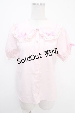 画像1: axes femme kawaii / 梯子レース半袖ブラウス  ピンク Y-25-05-05-020-AX-BL-SZ-ZY