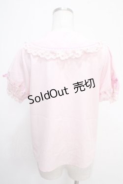画像2: axes femme kawaii / 梯子レース半袖ブラウス  ピンク Y-25-05-05-020-AX-BL-SZ-ZY