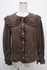 axes femme kawaii / 丸襟コットンブラウス M 茶 Y-25-05-05-021-AX-BL-SZ-ZY